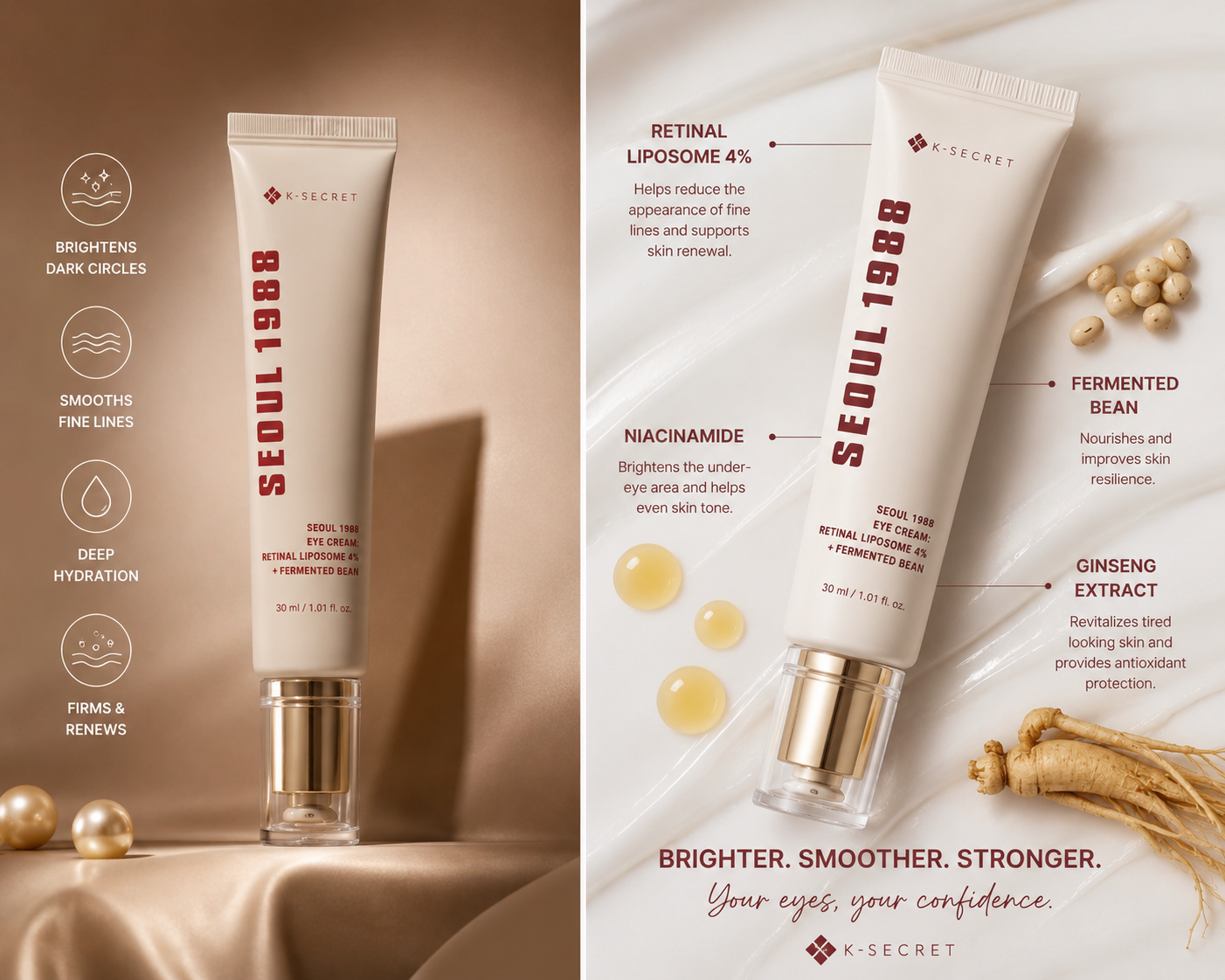 K-Secret Seoul Brightening Eye Cream | Dark Circles & Fine Lines